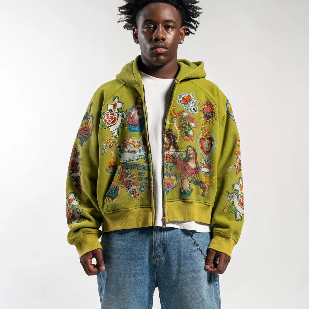 We Are Righteous Moss Risen King Zip Hoodie