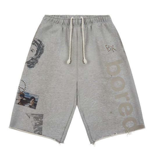 Boredom Kills Grey 3/4 Sweat Shorts
