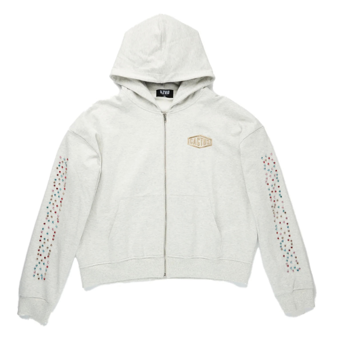 AZVA Grey Crystal Cactus Zip Hoodie