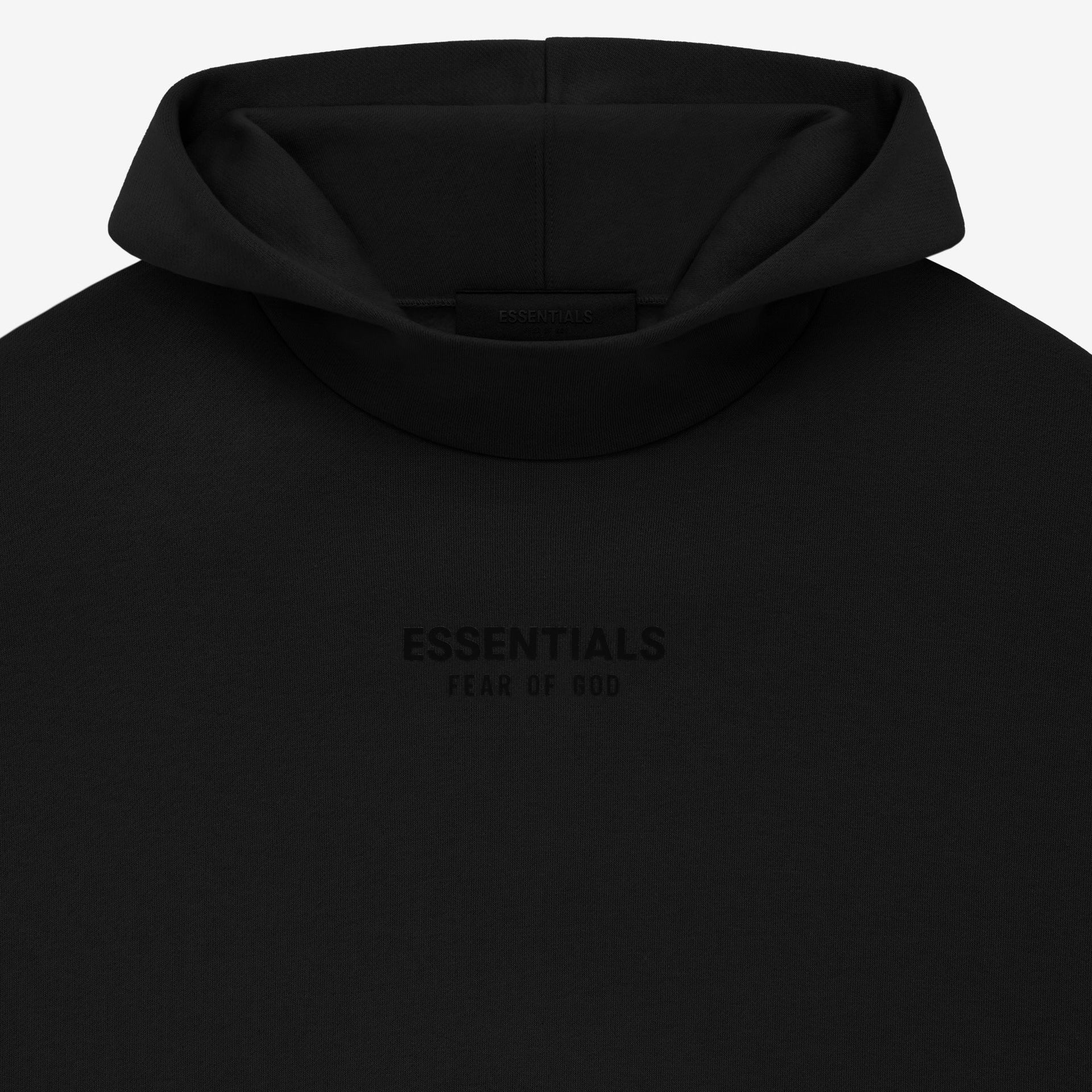 Fear of God Essentials Jet Black Hoodie V2 Soles District