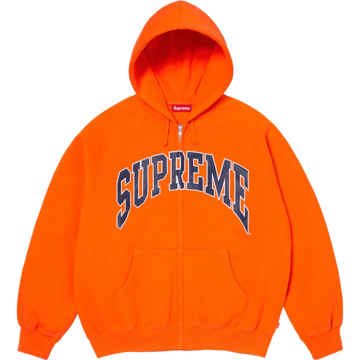 Supreme Dark Orange Cracked Raglan Zip Hoodie