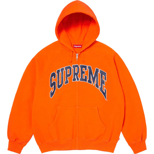 Supreme Dark Orange Cracked Raglan Zip Hoodie