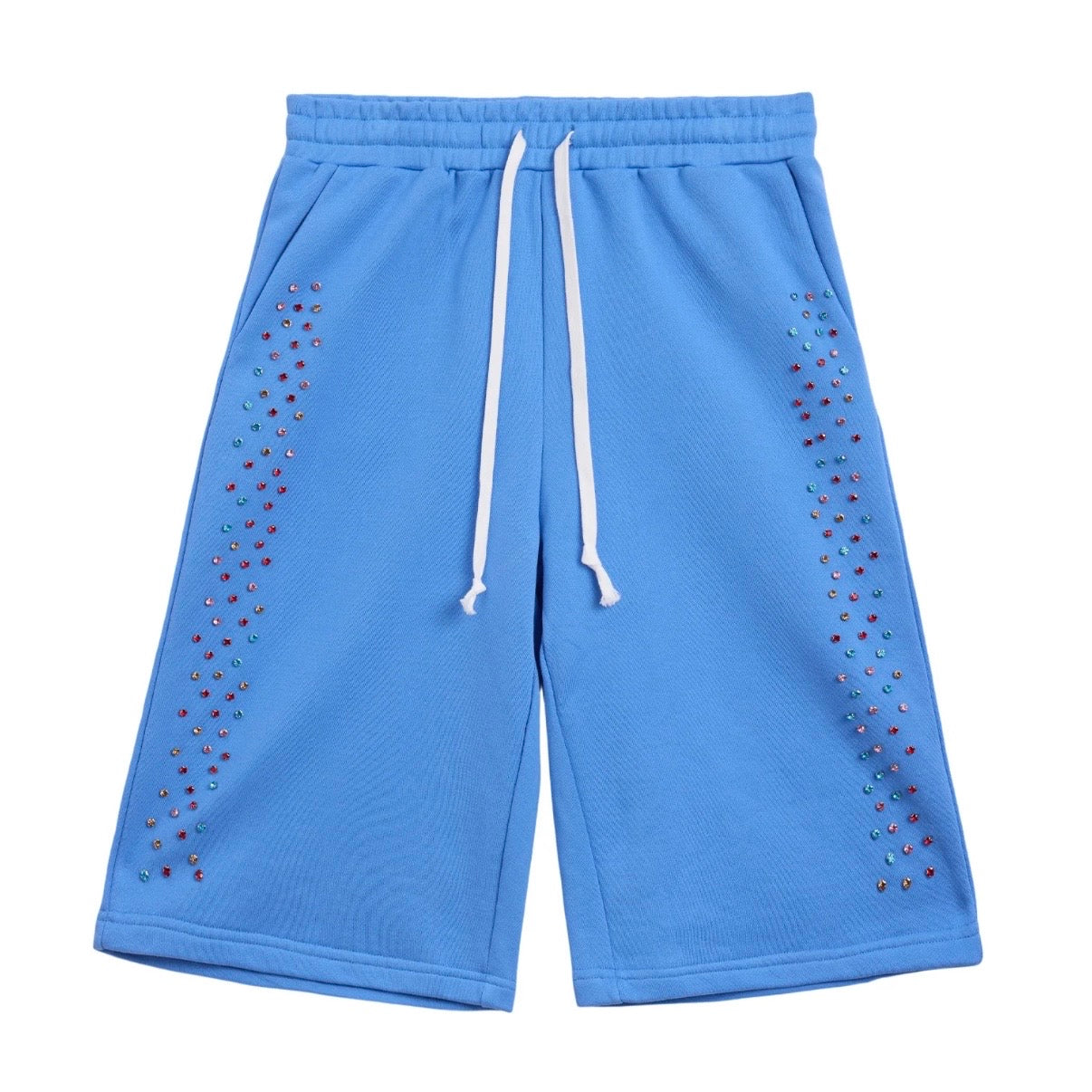 AZVA Baby Blue Crystal Cactus Shorts