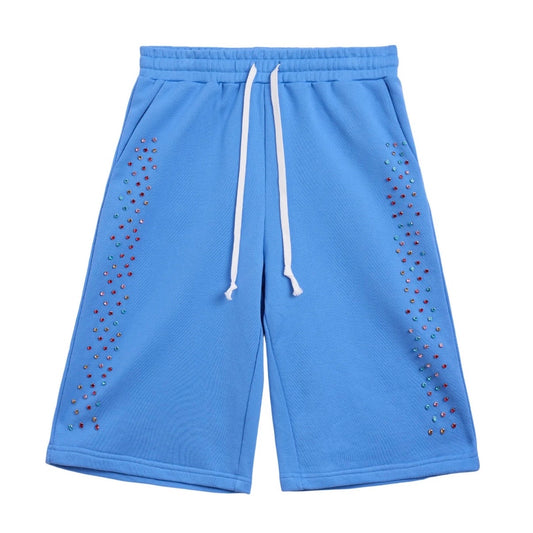 AZVA Baby Blue Crystal Cactus Shorts