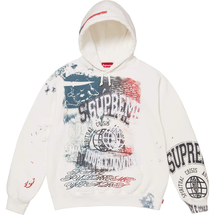 Supreme White Overprint Hoodie