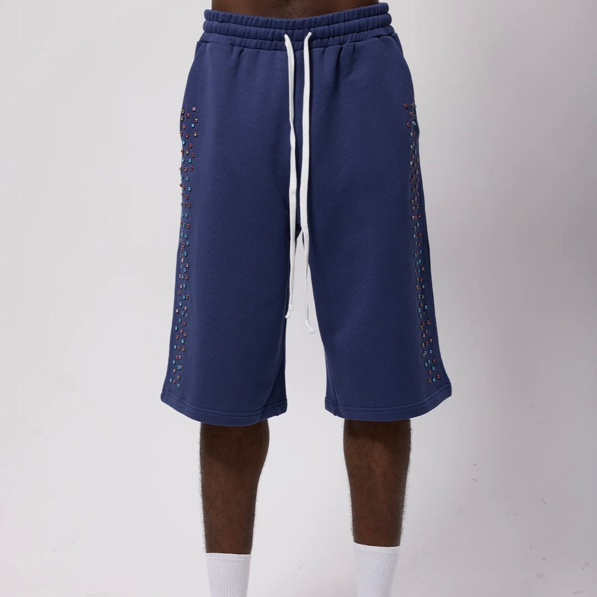 AZVA Navy Crystal Cactus Shorts