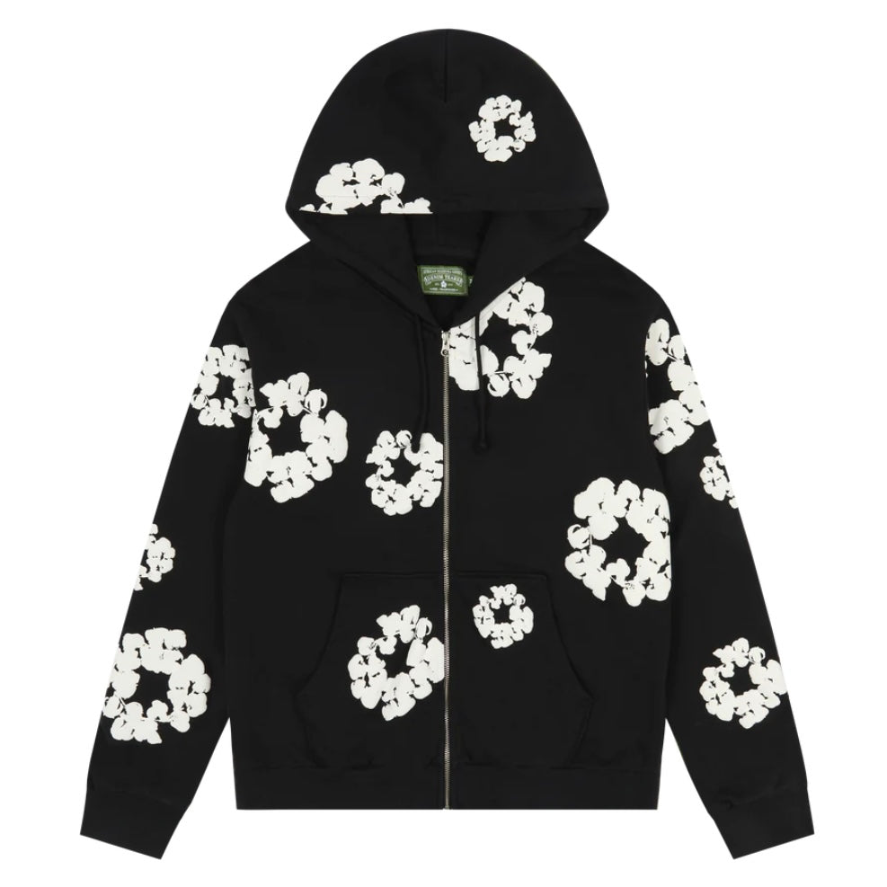 Denim Tears Black Cotton Wreath Zip Hoodie