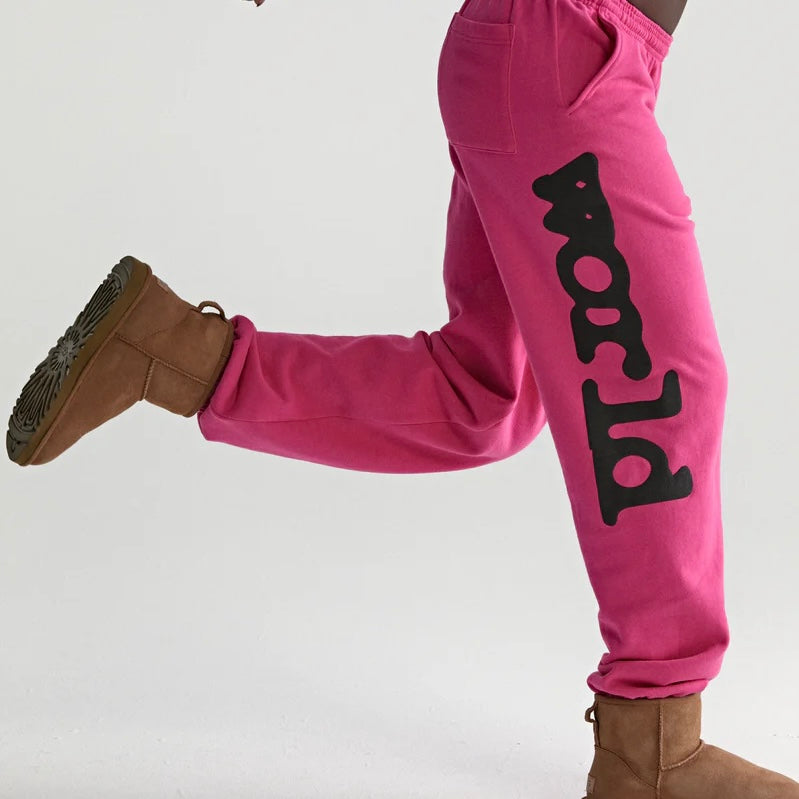 Sp5der Pink Black Beluga Sweatpants