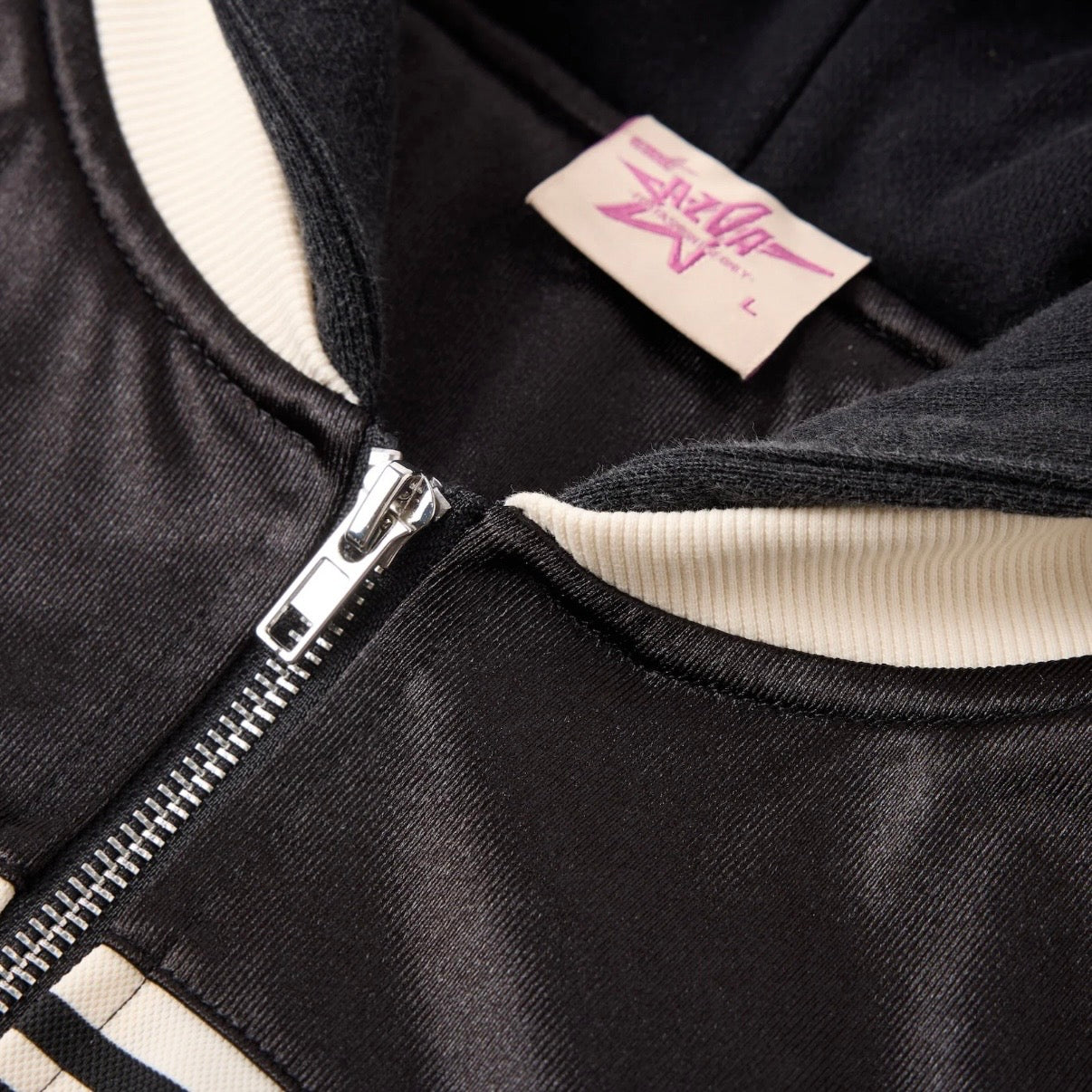 AZVA Black Striped Valley Zip Hoodie