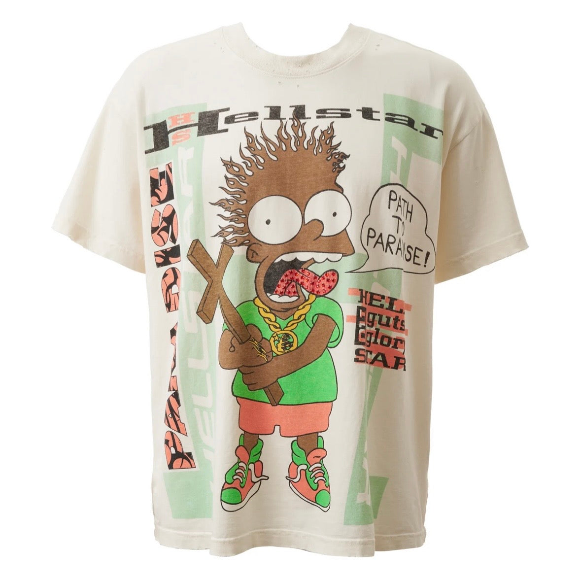Hellstar White Cartoon Cross T-Shirt