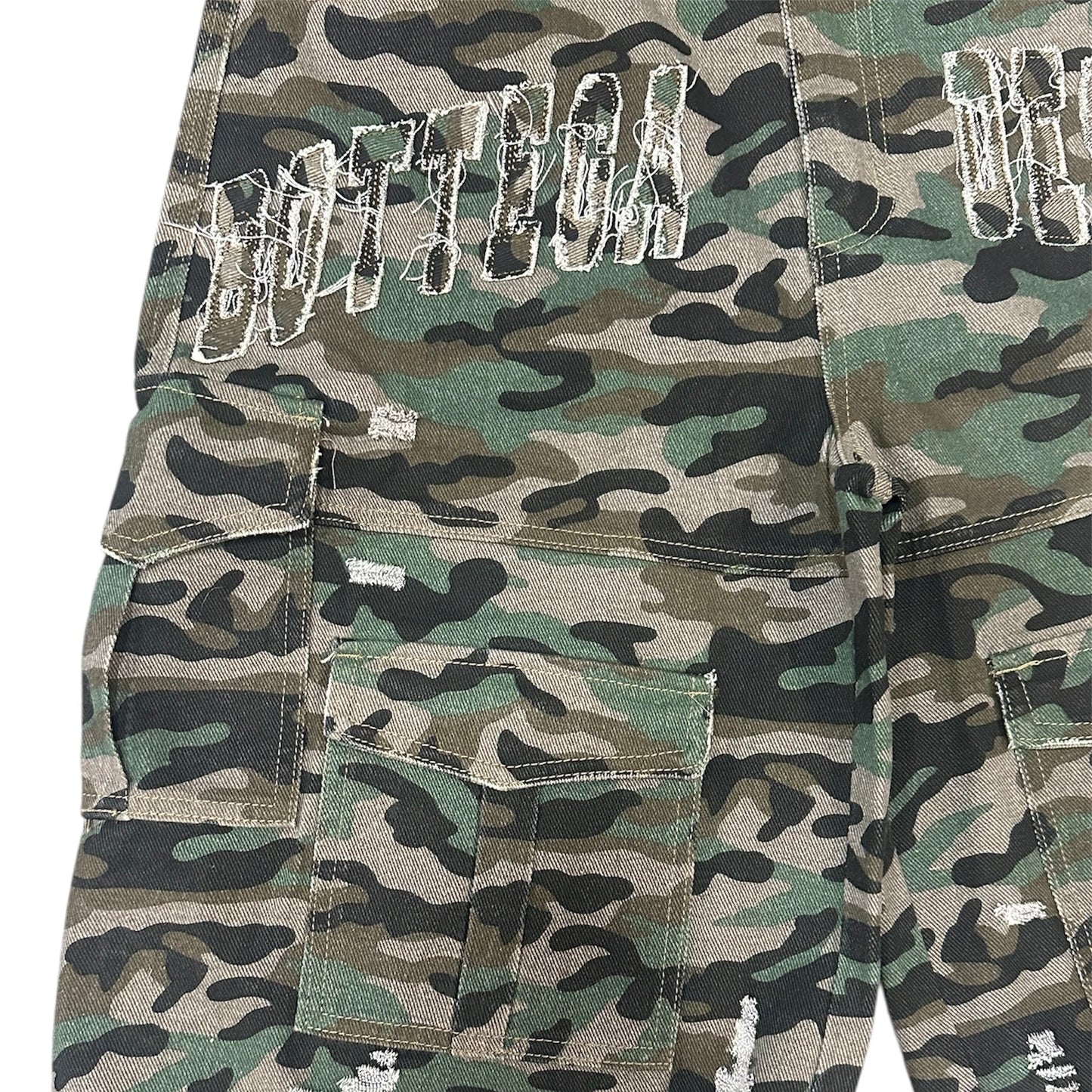 Bottega Desires Camo Cargo Shorts