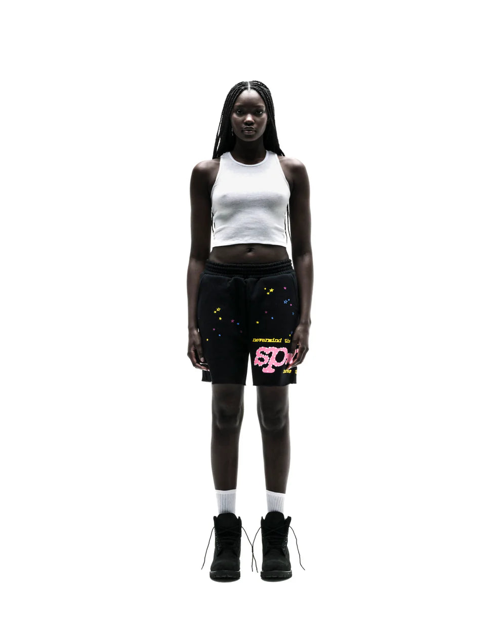 Sp5der Black Punk V2 Sweat Shorts
