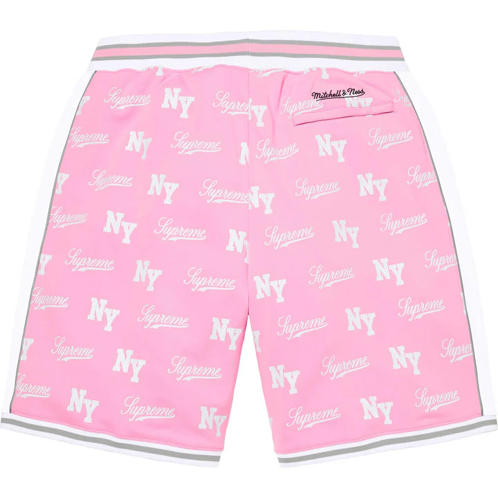 Supreme Mitchell & Ness Pink Monogram Basketball Shorts