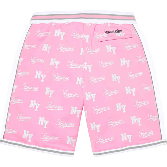 Supreme Mitchell & Ness Pink Monogram Basketball Shorts