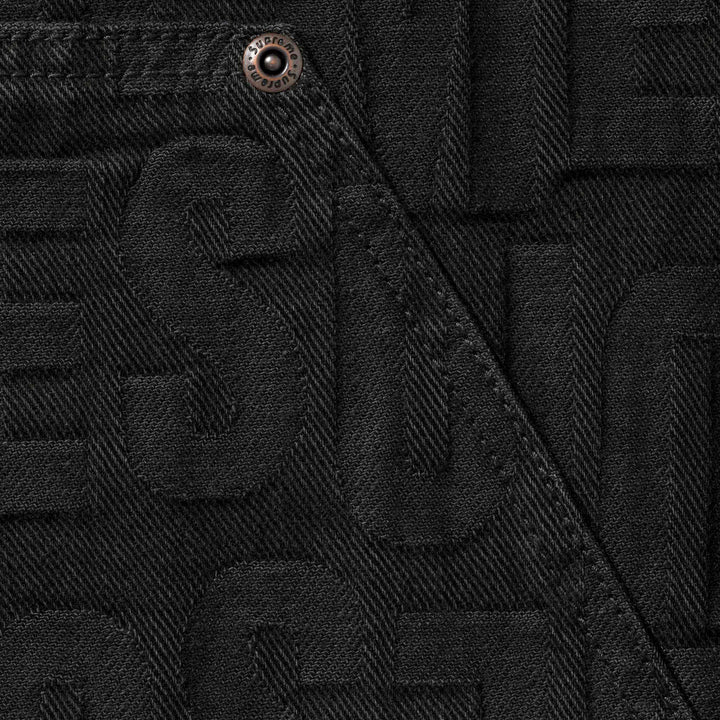 Supreme Black Repeat Jacquard Double Knee Denim Shorts