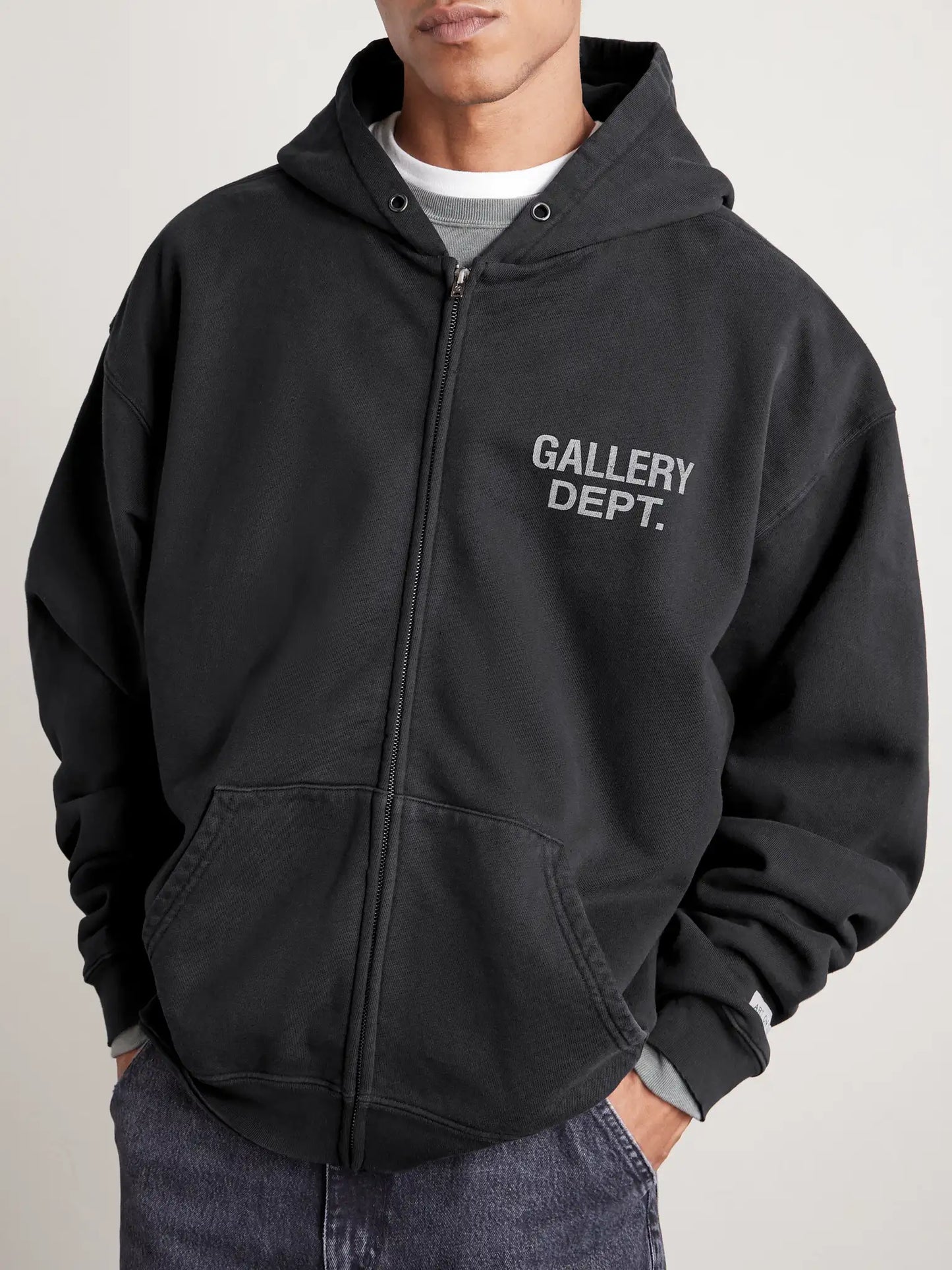 Gallery Dept Black 90s Logo Zip Hoodie