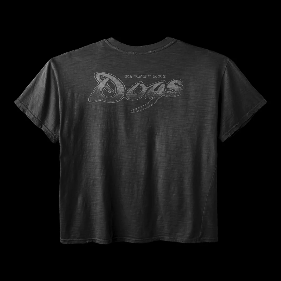 GV Gallery Black Doghouse Tee back view with the large chrome-effect Dogs wordmark