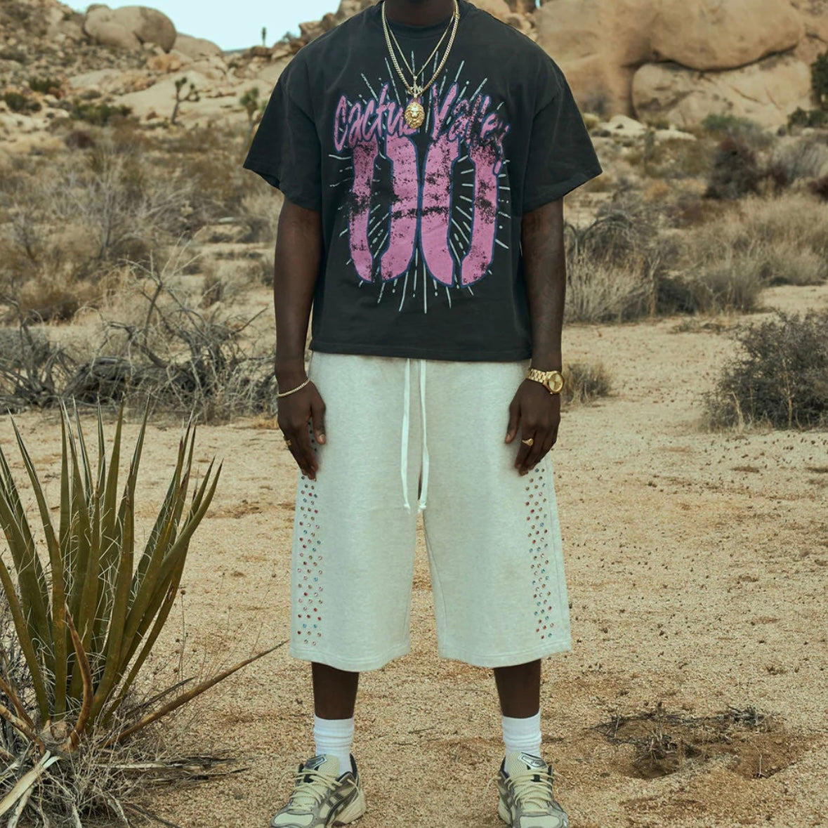 AZVA Grey Crystal Cactus Shorts
