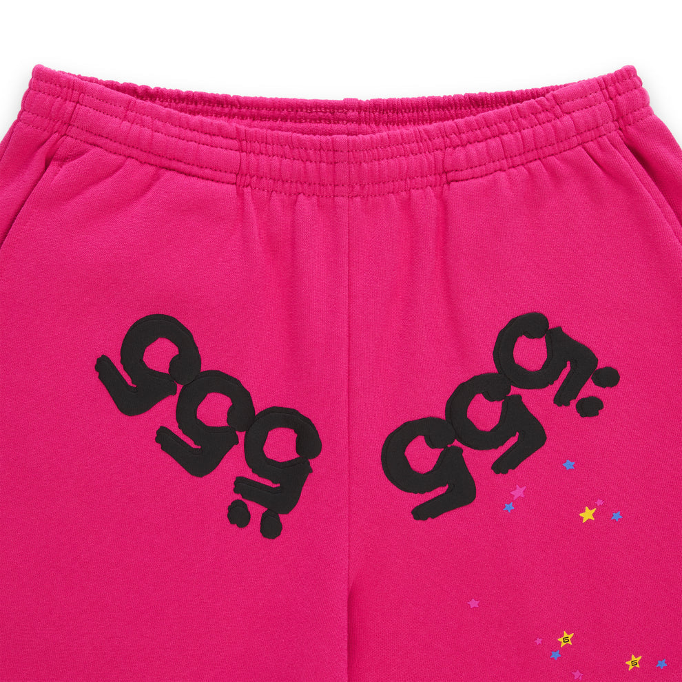 Sp5der Pink Black Angel Number Sweatpants