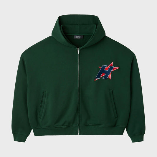 HMDD Green H-Star Zip Hoodie