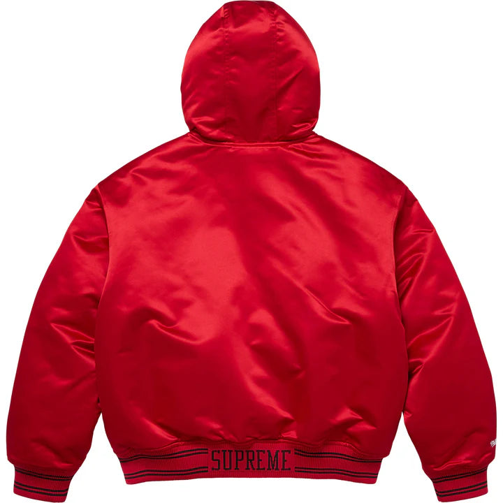 Supreme Red Mitchell & Ness Satin Varsity Jacket