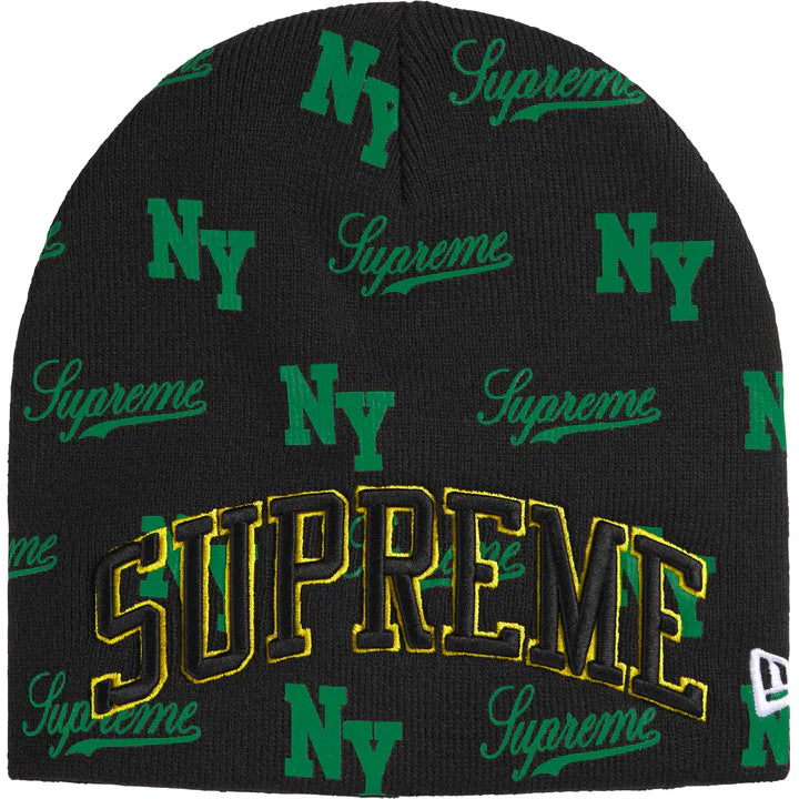 Supreme New Era Black Monogram Beanie