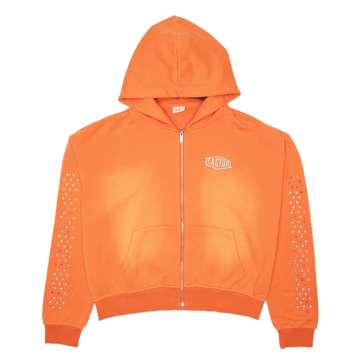 AZVA Orange Crystal Cactus Zip Hoodie