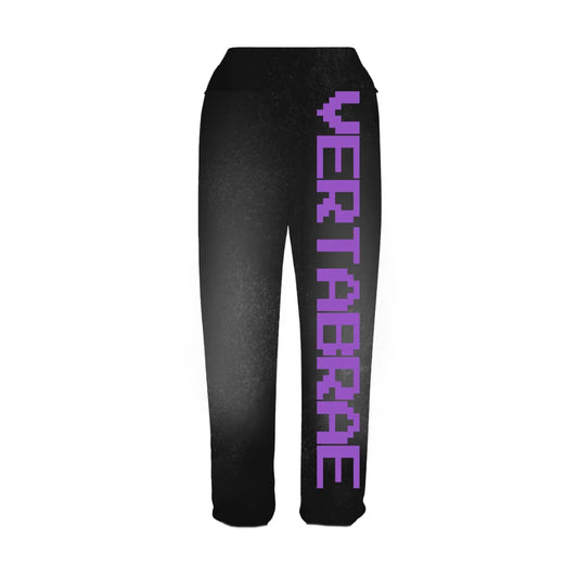 Vertabrae Black Purple Sweatpants Front VIew