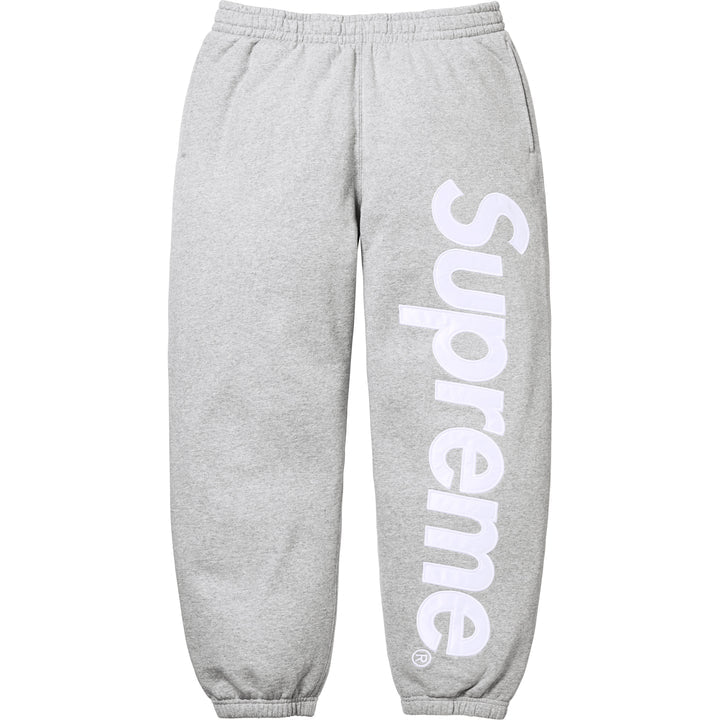 Supreme Heather Grey Satin Applique Sweatpants