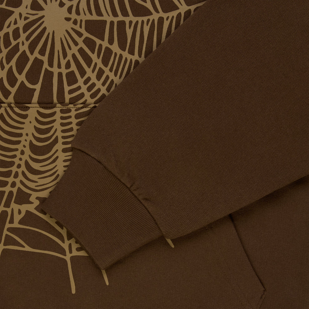 Sp5der Brown Rhinestone OG Web Hoodie