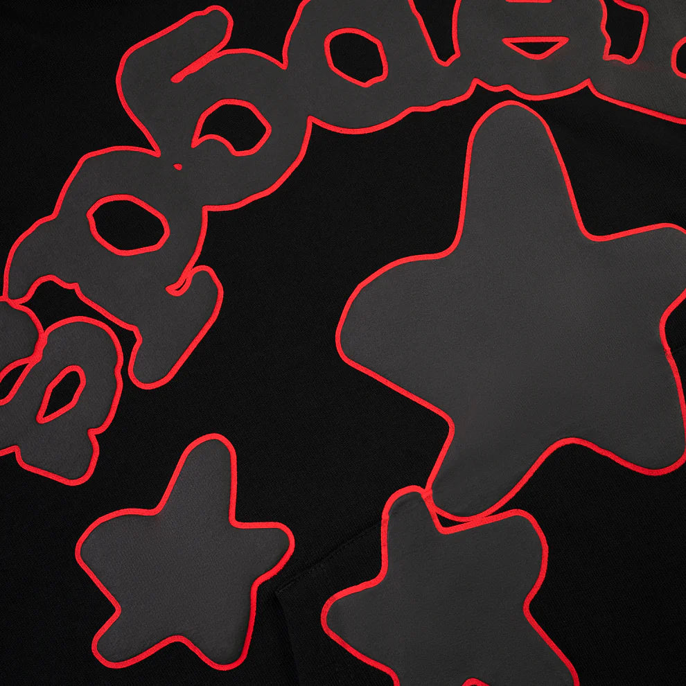 Sp5der Black Red Beluga Outline Hoodie