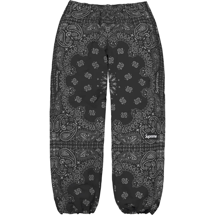 Supreme Black Reflective Bandana Track Pants
