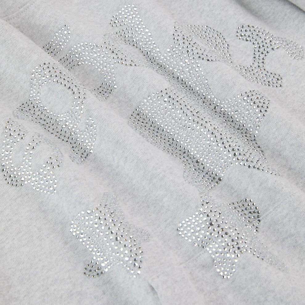 Sp5der Heather Grey Rhinestone Beluga Hoodie