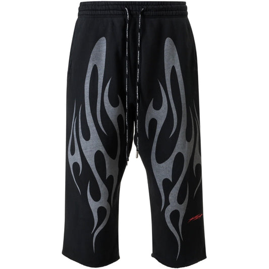 Hellstar Black Tribal Flame 3/4 Shorts