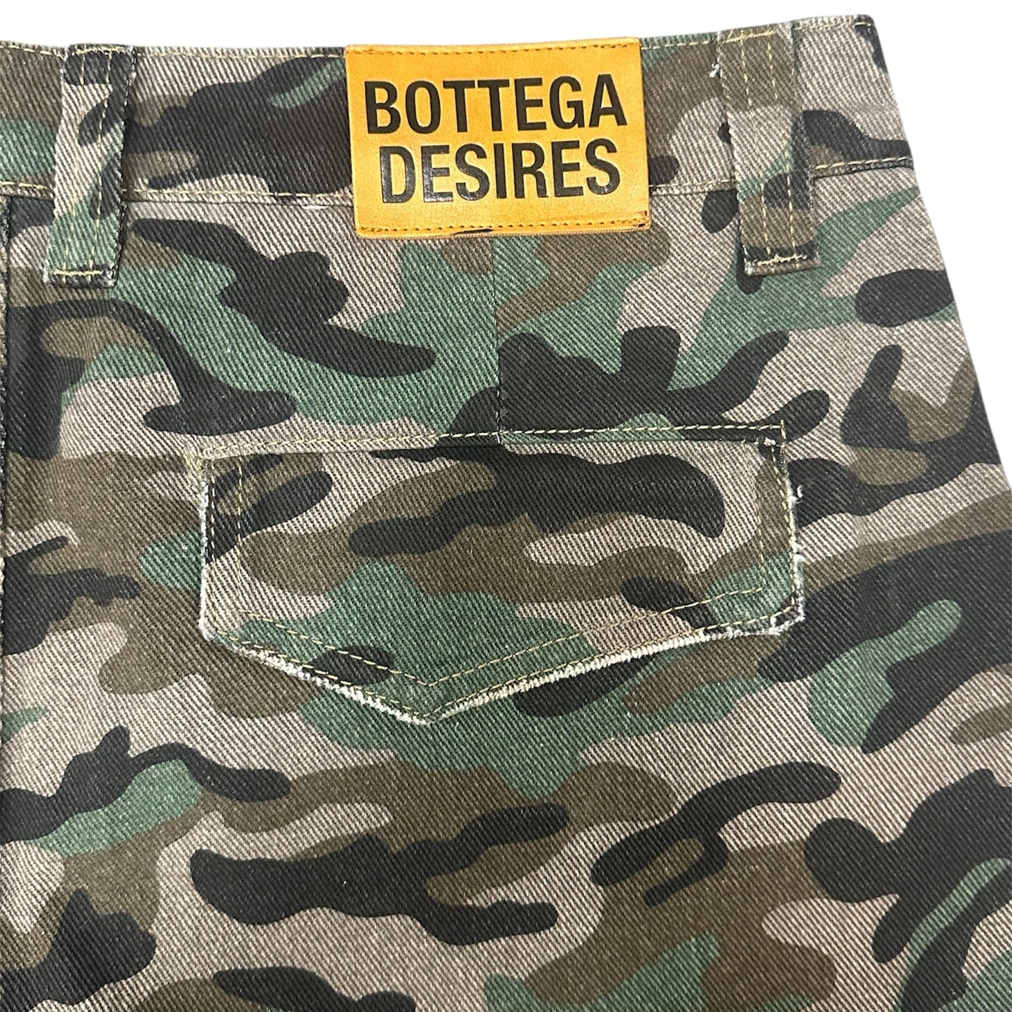 Bottega Desires Camo Cargo Shorts