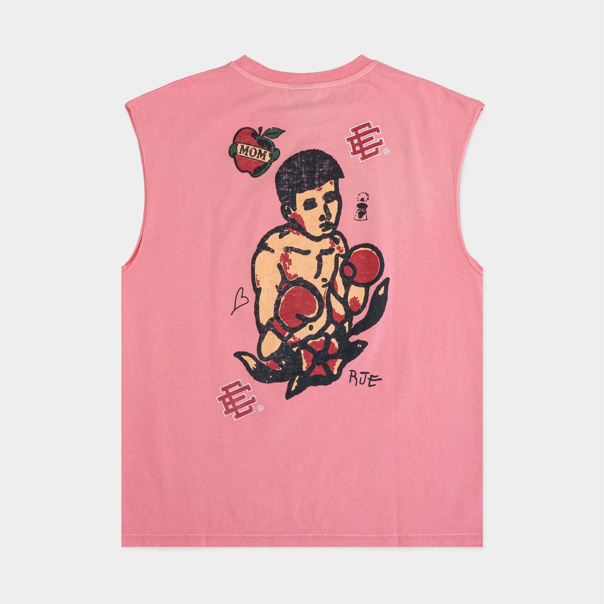 Eric Emanuel Pink Tattoo Cutoff Shorts