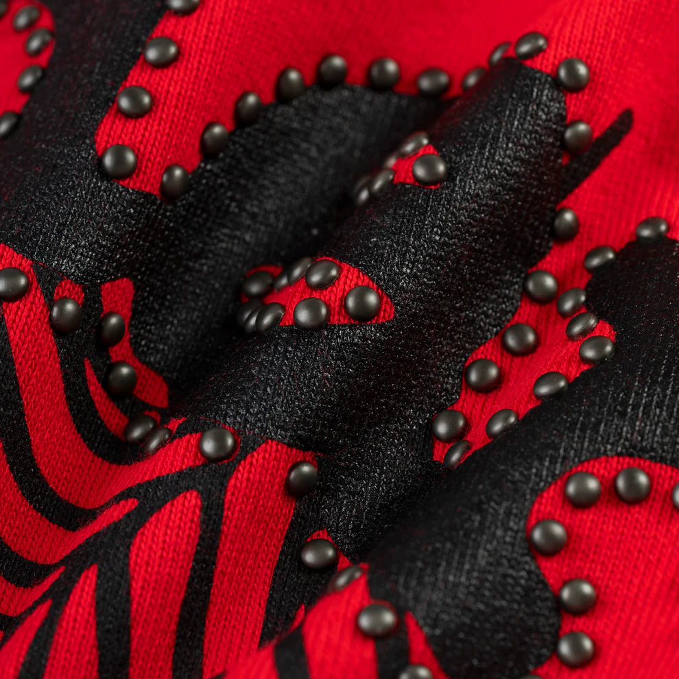 Sp5der Red OG Web Studded Zip Hoodie