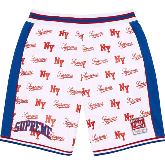 Supreme Mitchell & Ness White Monogram Basketball Shorts