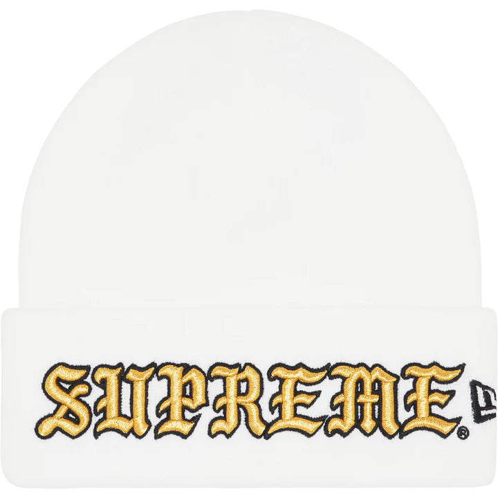 Supreme White New Era Old English Beanie