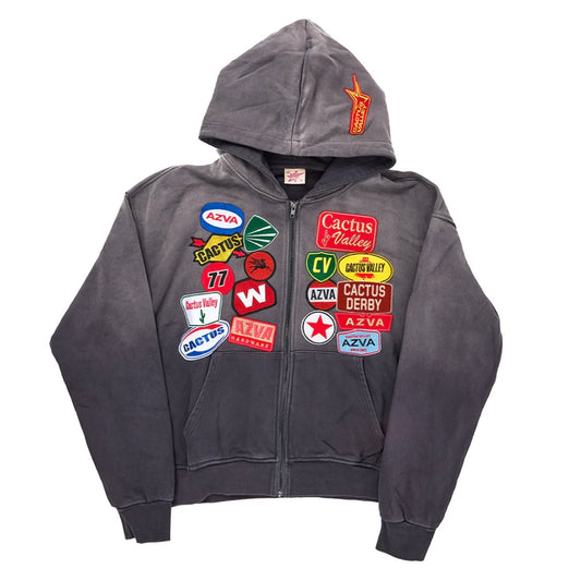 AZVA Vintage Black Rest Stop Zip Hoodie