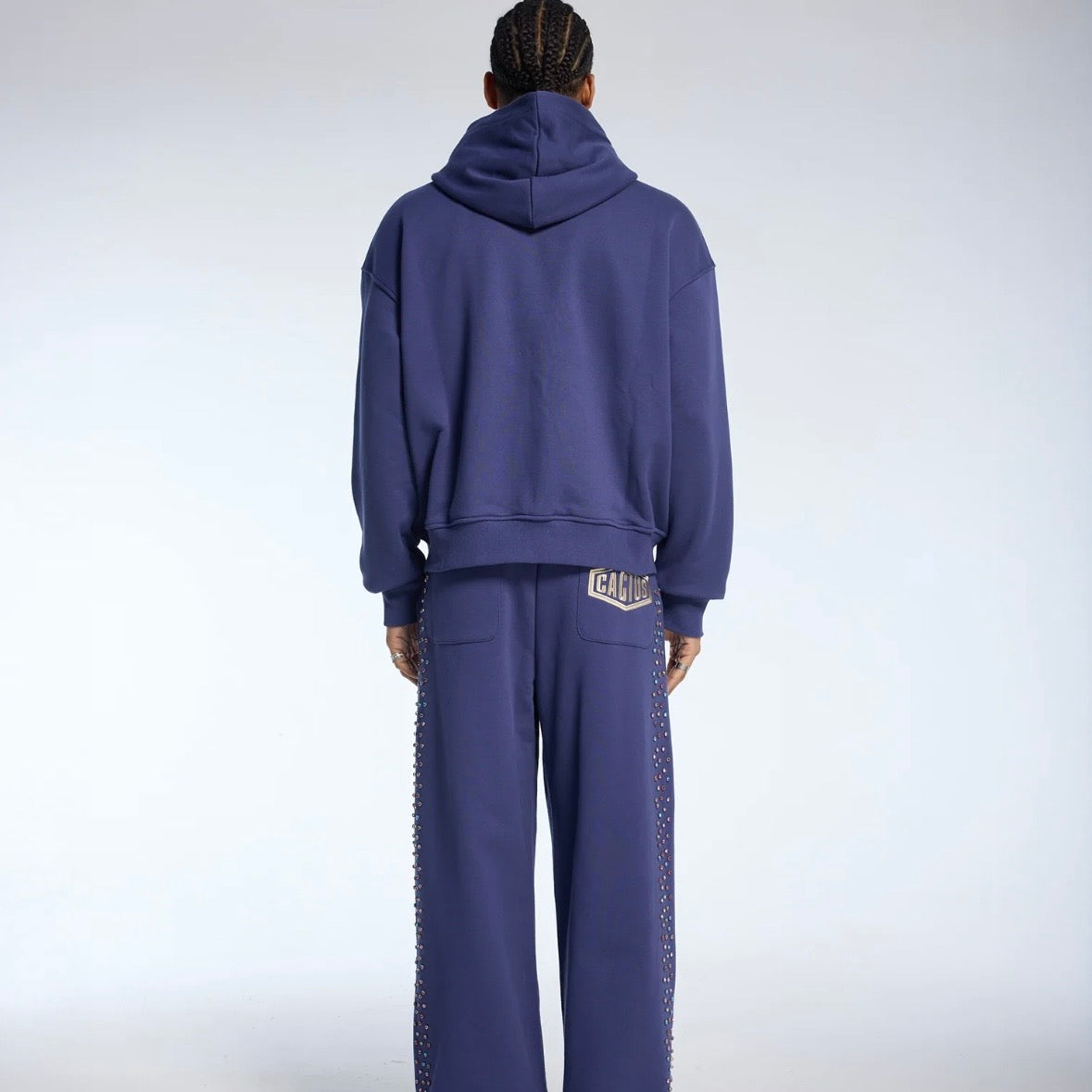 AZVA Navy Crystal Cactus Zip Hoodie