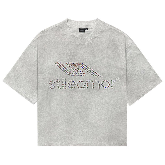 Stile De Amor Grey Colorato Rhinestone T-Shirt
