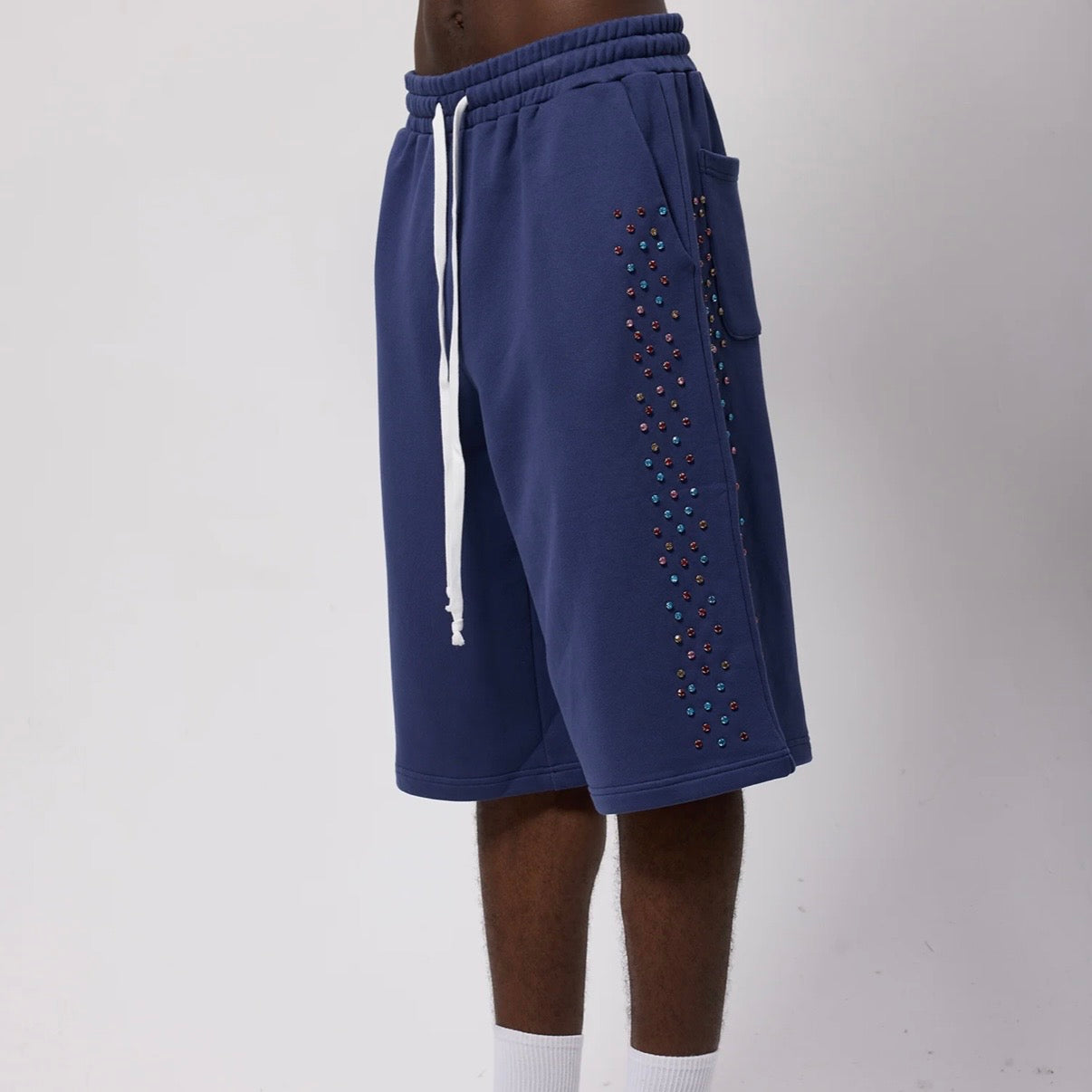 AZVA Navy Crystal Cactus Shorts
