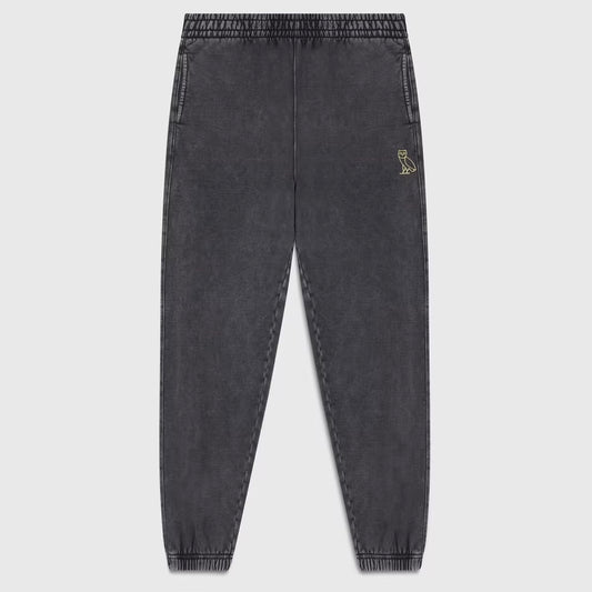 OVO Washed Black Sweatpants Front VIew