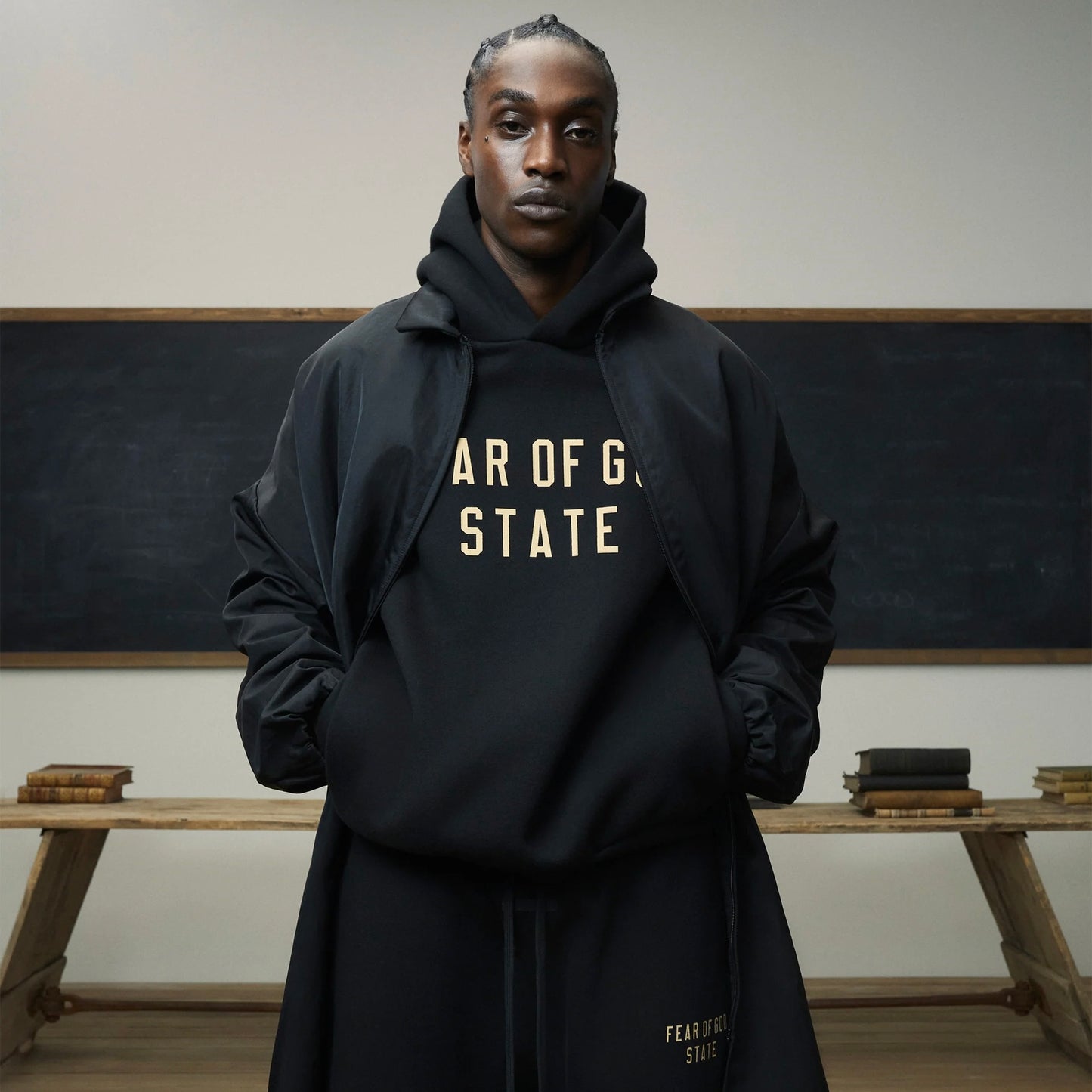 Fear of God Essentials State Black Gold Hoodie