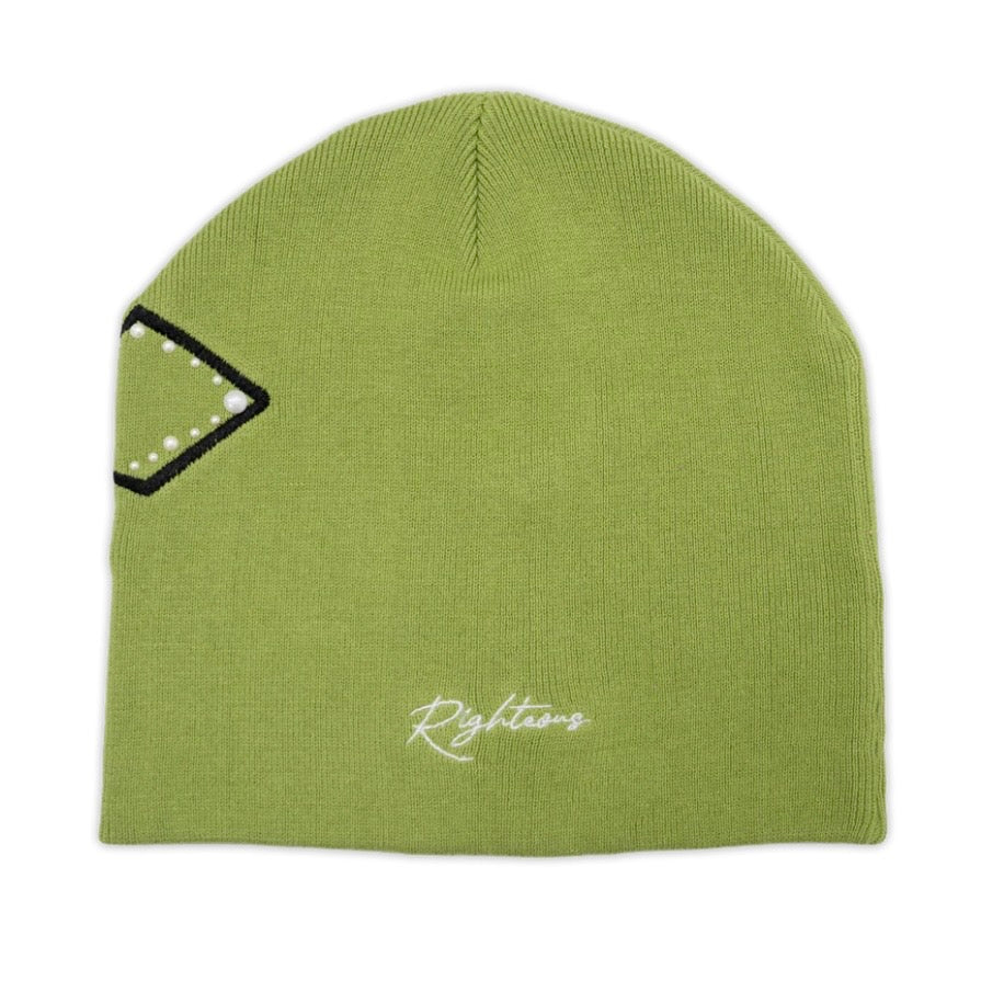We Are Righteous Green Pearl Logo Beanie