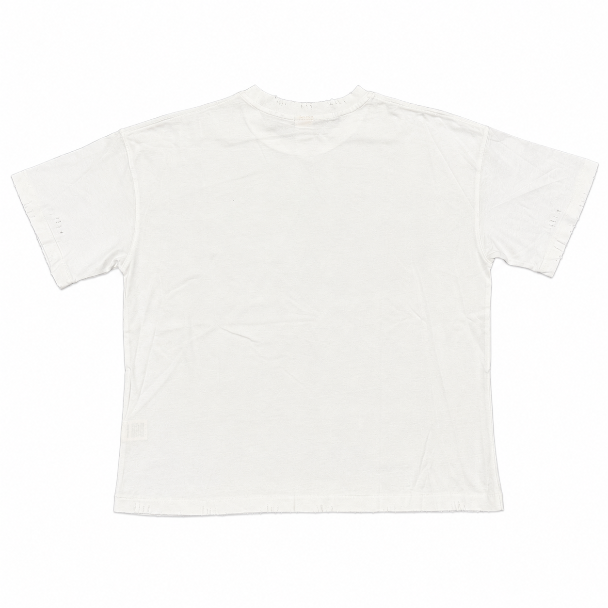 Vale White Dog Race Bling T-Shirt, back view of the plain white tee with no print, boxy oversized body and dropped shoulders
