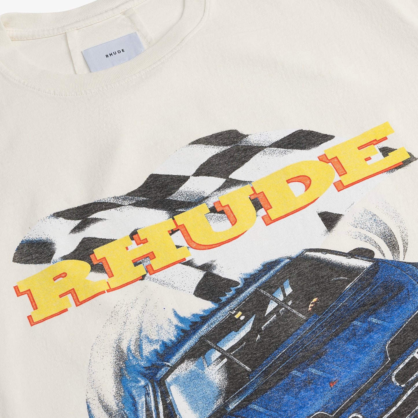 Rhude Vintage White Nascar T-Shirt Close View