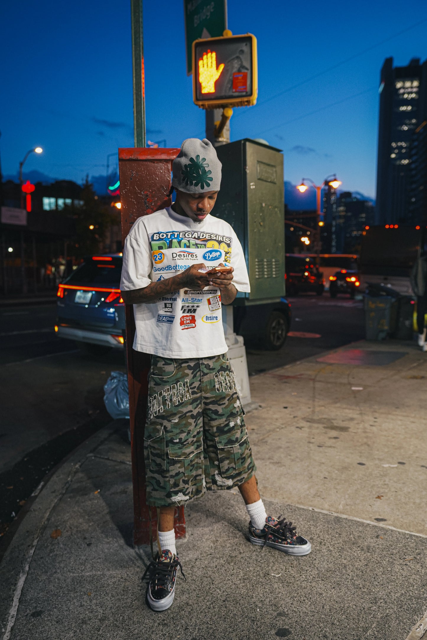 Bottega Desires Camo Cargo Shorts