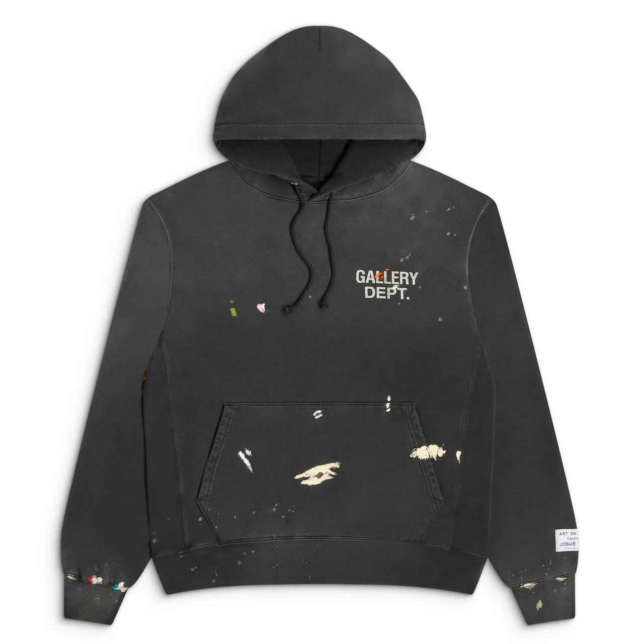 Gallery Dept Vintage Black Logo Paint Splattered Hoodie